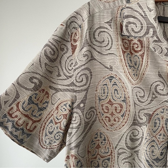 Axis 100% Silk Printed Casual Button Down Short Sleeve Shirt Mens Size Medium - Picture 3 of 7